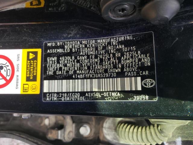 Photo 10 from auction – 2016 TOYOTA CAMRY LE with VIN 4T4BF1FK3GR529730