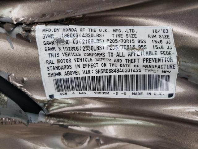 Photo 10 from auction – 2004 HONDA CR-V LX with VIN SHSRD68484U201425