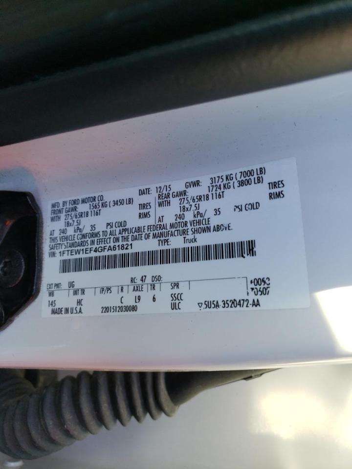 Photo 10 from auction – 2016 FORD F150 SUPER with VIN 1FTEW1EF4GFA61821