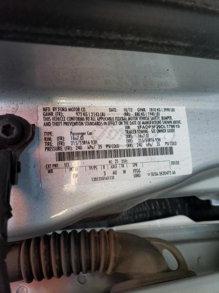 Фото 10 с аукциона – 2013 FORD FOCUS SE с VIN 1FADP3F29DL178619