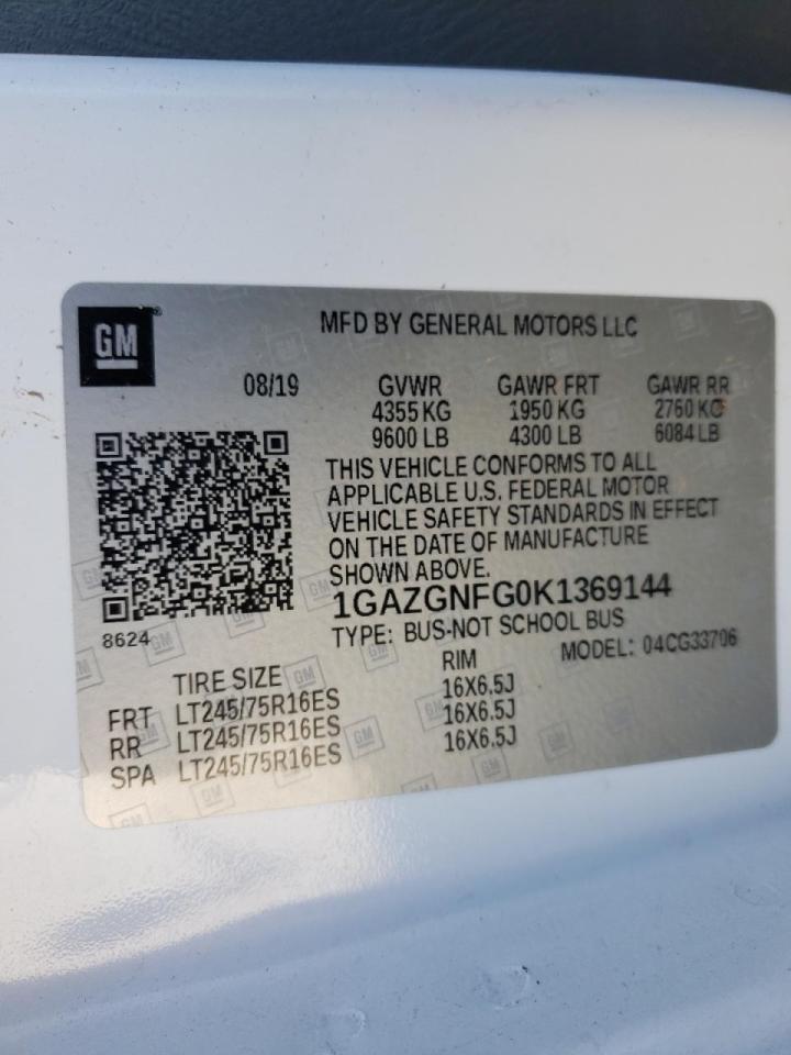 Photo 10 from auction – 2019 CHEVROLET EXPRESS G3 with VIN 1GAZGNFG0K1369144