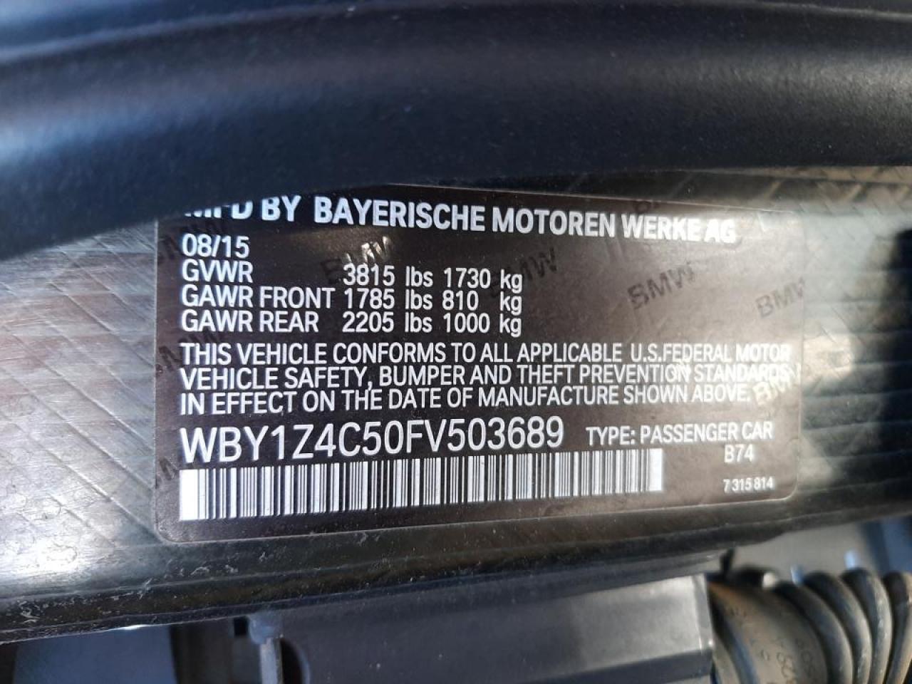 Photo 10 from auction – 2015 BMW I3 REX with VIN WBY1Z4C50FV503689