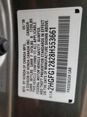 Photo 10 from auction – 2008 HONDA CIVIC EX with VIN 2HGFG12828H553661