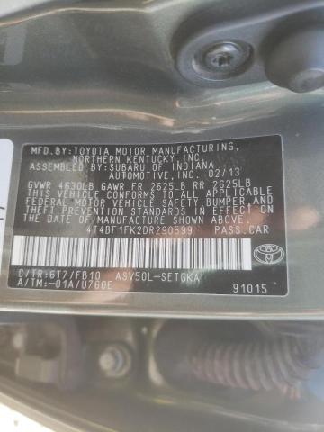 Photo 10 from auction – 2013 TOYOTA CAMRY L with VIN 4T4BF1FK2DR290599