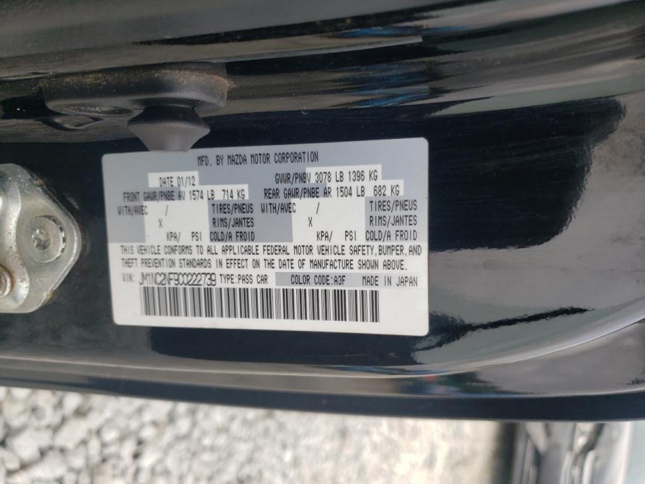 Foto 10 de la subasta – 2012 MAZDA MX-5 MIATA con VIN JM1NC2NF9C0222739