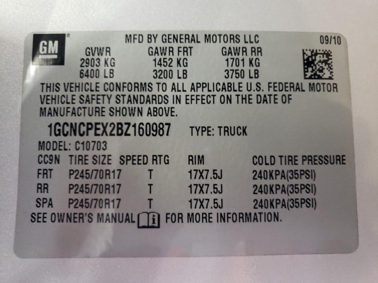 Photo 10 from auction – 2011 CHEVROLET SILVERADO with VIN 1GCNCPEX2BZ160987