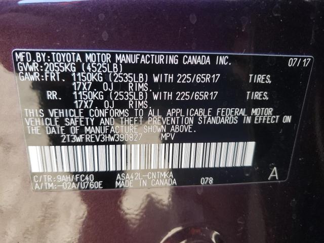 Photo 10 from auction – 2017 TOYOTA RAV4 XLE with VIN 2T3WFREV3HW390827