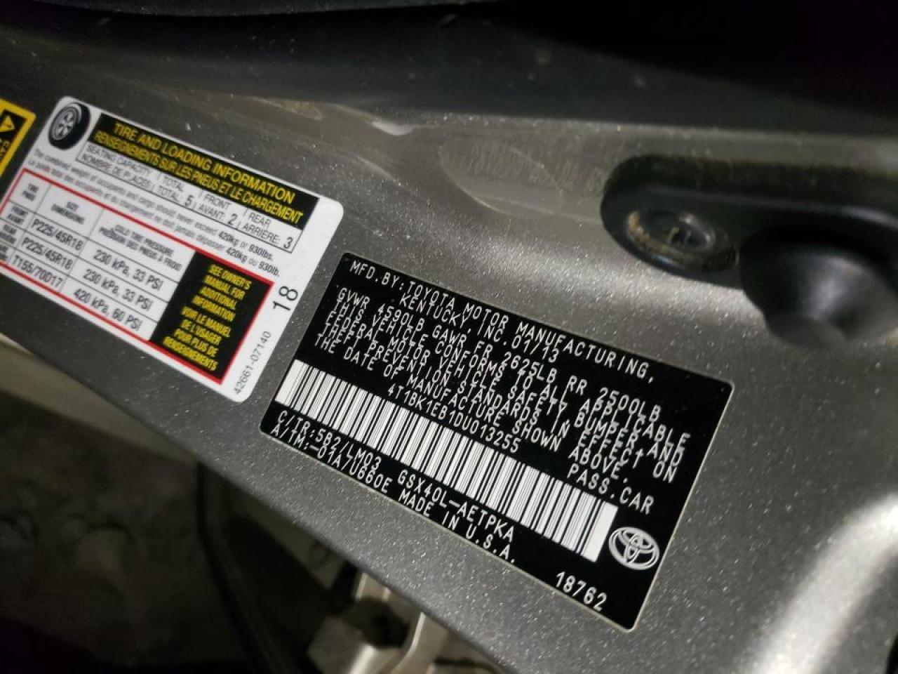 Photo 10 from auction – 2013 TOYOTA AVALON BAS with VIN 4T1BK1EB1DU013255