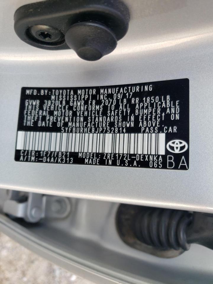 Photo 10 from auction – 2018 TOYOTA COROLLA L with VIN 5YFBURHE8JP752814