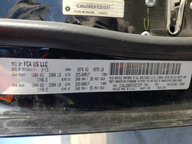 Photo 10 from auction – 2015 JEEP COMPASS SP with VIN 1C4NJDBB3FD321377