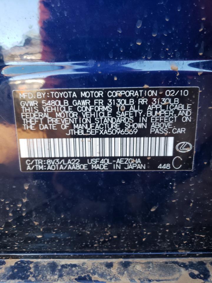 Photo 10 from auction – 2010 LEXUS LS 460 with VIN JTHBL5EFXA5096569