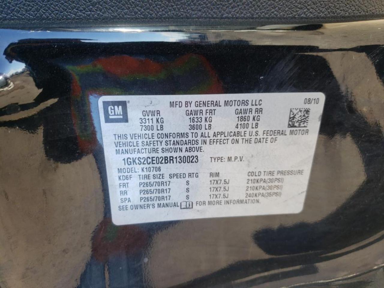 Photo 10 from auction – 2011 GMC YUKON SLT with VIN 1GKS2CE02BR130023