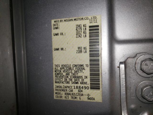 Photo 10 from auction – 2012 NISSAN ALTIMA BAS with VIN 1N4AL2APXCC188490
