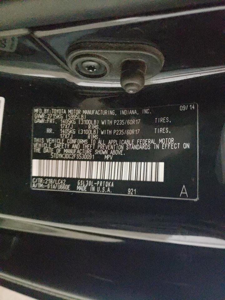 Photo 10 from auction – 2015 TOYOTA SIENNA XLE with VIN 5TDYK3DC2FS530091
