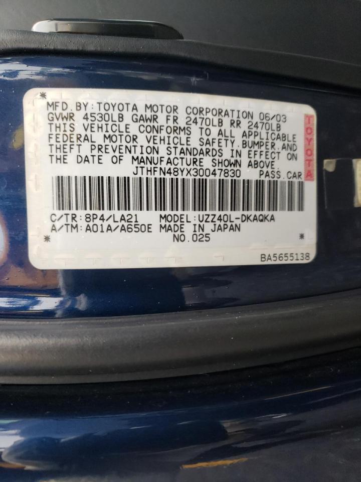 Photo 10 from auction – 2003 LEXUS SC 430 with VIN JTHFN48YX30047830