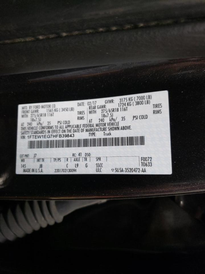 Photo 10 from auction – 2017 FORD F150 SUPER with VIN 1FTEW1EG7HFB39843