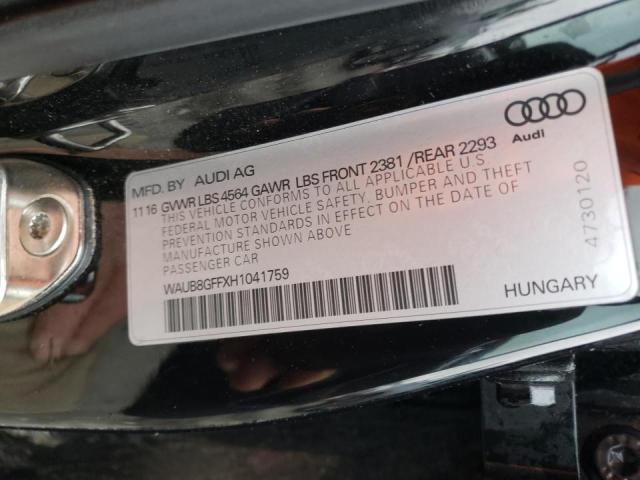 Photo 10 from auction – 2017 AUDI A3 PREMIUM with VIN WAUB8GFFXH1041759
