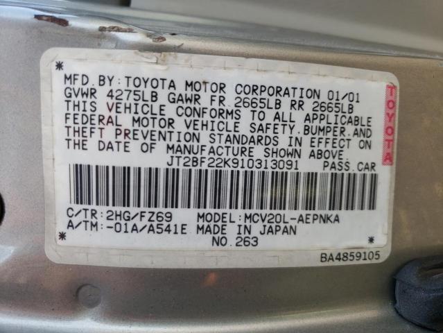 Photo 10 from auction – 2001 TOYOTA CAMRY CE with VIN JT2BF22K910313091