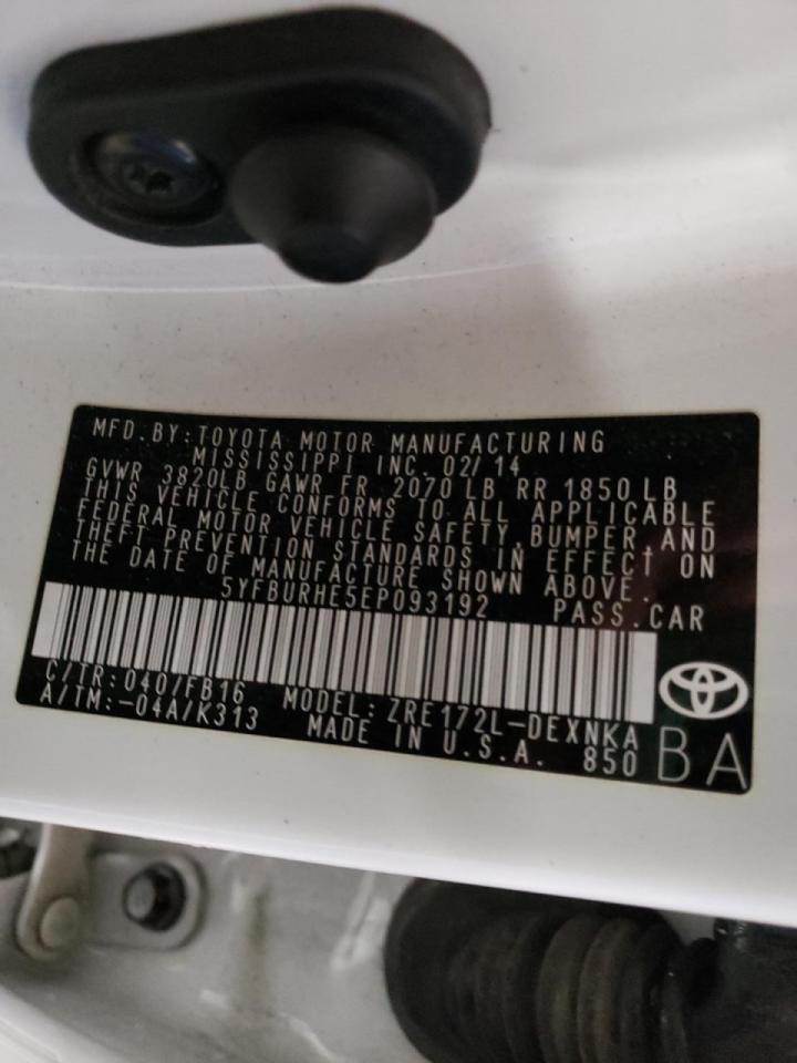 Photo 10 from auction – 2014 TOYOTA COROLLA L with VIN 5YFBURHE5EP093192