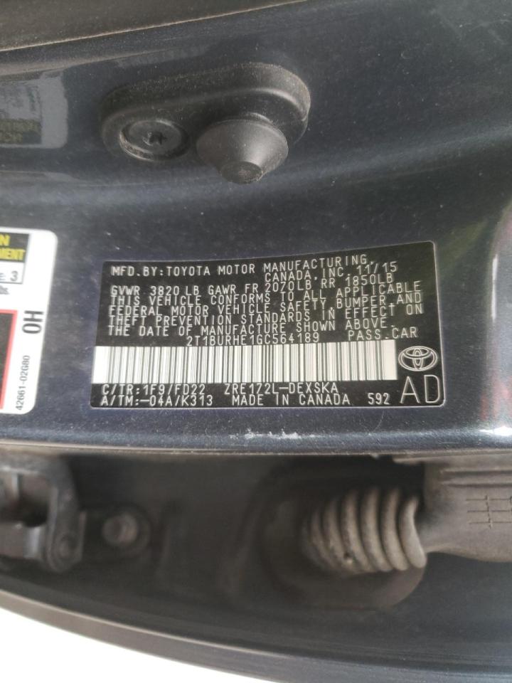 Photo 10 from auction – 2016 TOYOTA COROLLA L with VIN 2T1BURHE1GC564189
