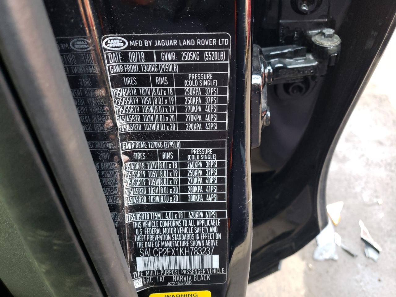 Photo 10 from auction – 2019 LAND ROVER DISCOVERY with VIN SALCP2FX1KH783237
