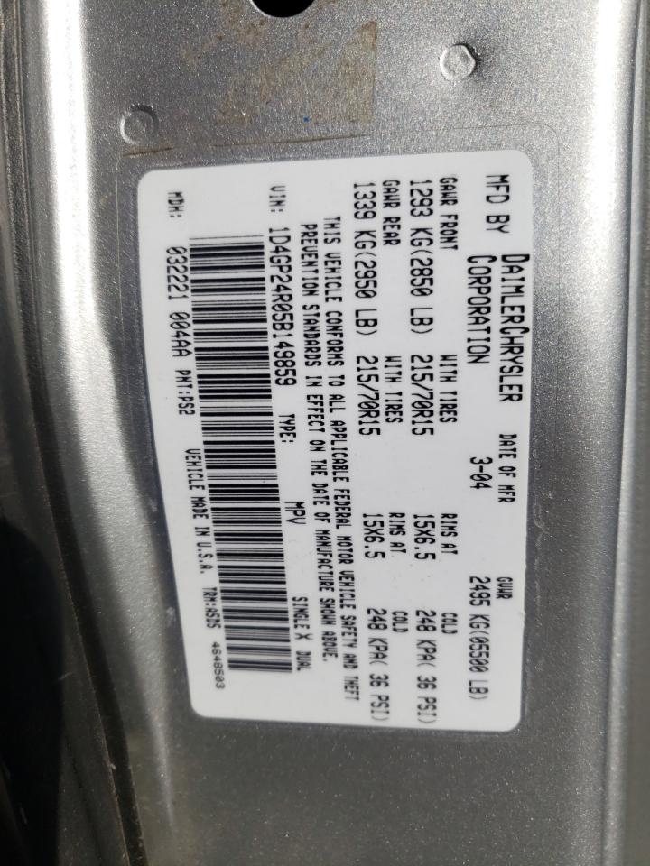 Photo 10 from auction – 2005 DODGE GRAND CARA with VIN 1D4GP24R05B149859