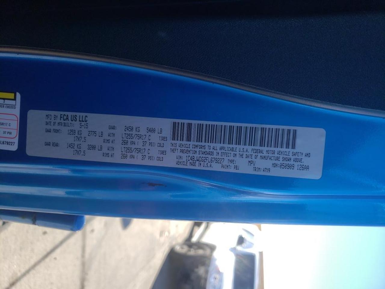 Photo 10 from auction – 2015 JEEP WRANGLER U with VIN 1C4BJWDG2FL679227