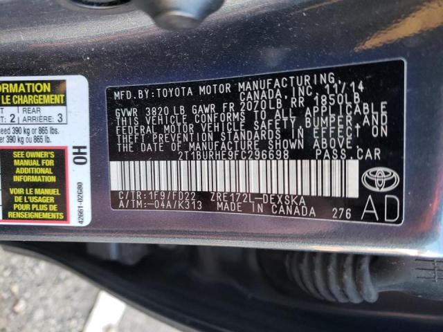 Photo 10 from auction – 2015 TOYOTA COROLLA L with VIN 2T1BURHE9FC296698
