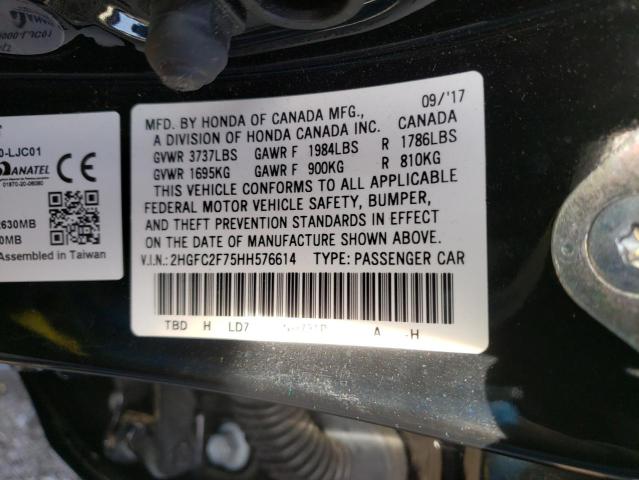 Photo 10 from auction – 2017 HONDA CIVIC EX with VIN 2HGFC2F75HH576614