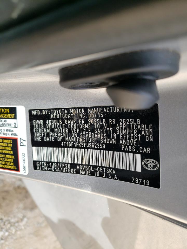 Photo 10 from auction – 2015 TOYOTA CAMRY LE with VIN 4T1BF1FK5FU962359