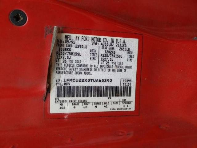Photo 10 from auction – 1996 FORD EXPLORER with VIN 1FMCU22X0TUA60392