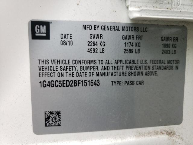 Photo 10 from auction – 2011 BUICK LACROSSE C with VIN 1G4GC5ED2BF151643