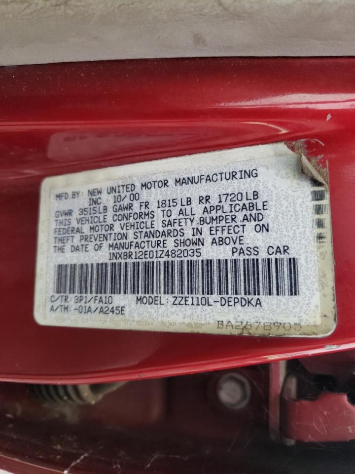 Photo 10 from auction – 2001 TOYOTA COROLLA CE with VIN 1NXBR12E01Z482035
