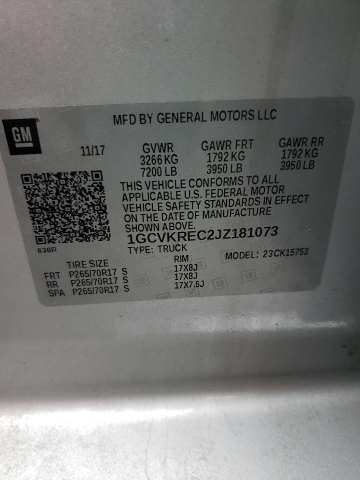 Photo 10 from auction – 2018 CHEVROLET SILVERADO with VIN 1GCVKREC2JZ181073