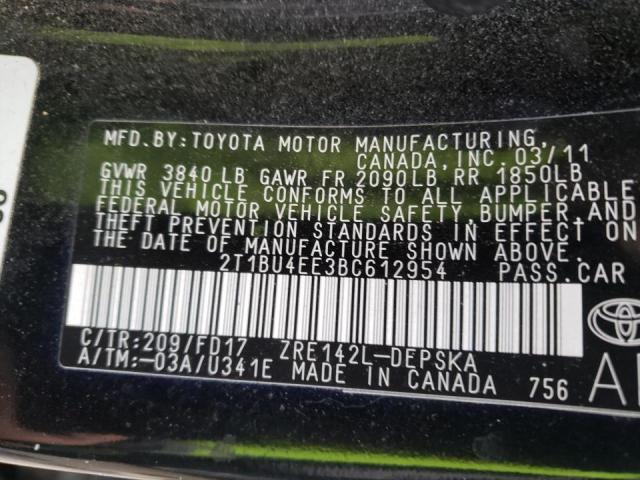 Photo 10 from auction – 2011 TOYOTA COROLLA BA with VIN 2T1BU4EE3BC612954