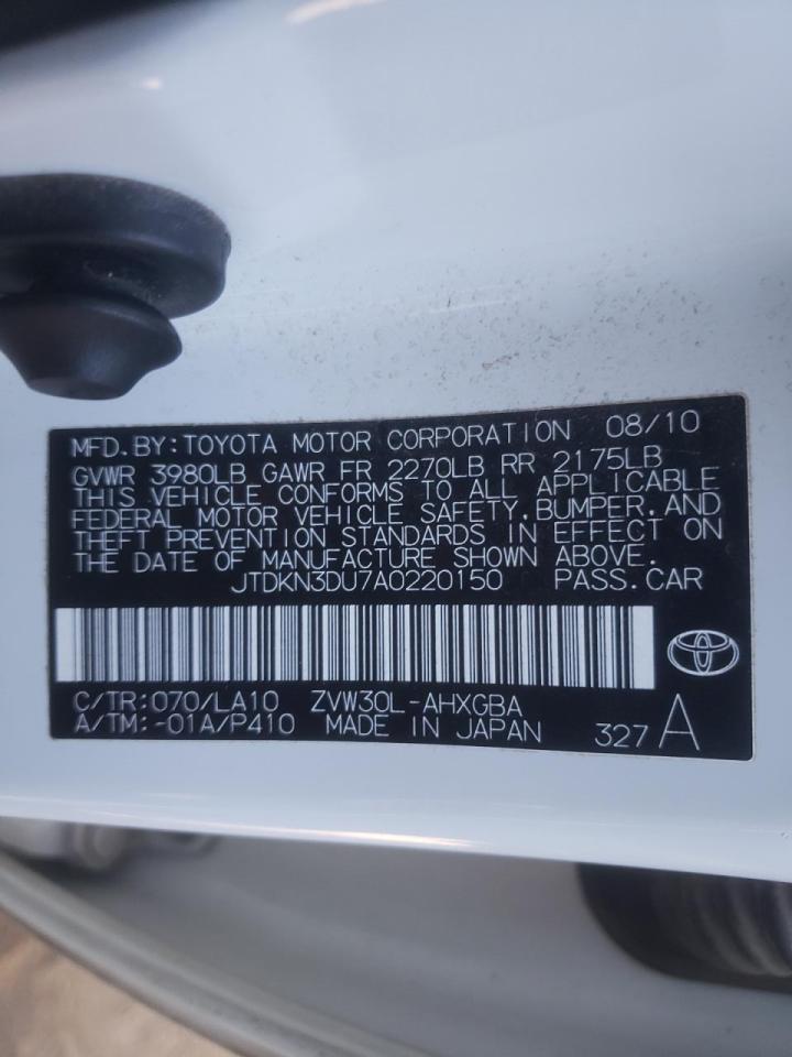 Photo 10 from auction – 2010 TOYOTA PRIUS with VIN JTDKN3DU7A0220150