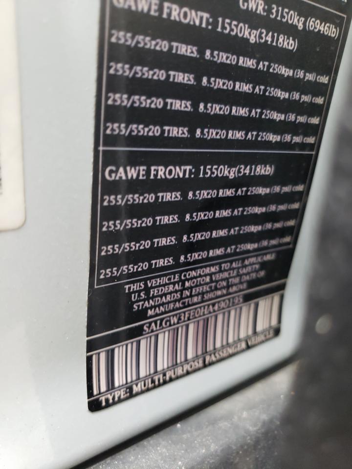 Photo 10 from auction – 2017 LAND ROVER RANGE ROVE with VIN SALGW3FE0HA490195