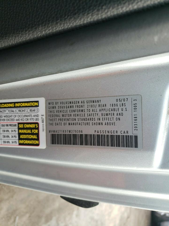 Photo 10 from auction – 2007 VOLKSWAGEN RABBIT with VIN WVWAS71K97W279396