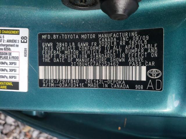 Photo 10 from auction – 2010 TOYOTA COROLLA BA with VIN 2T1BU4EE7AC253462