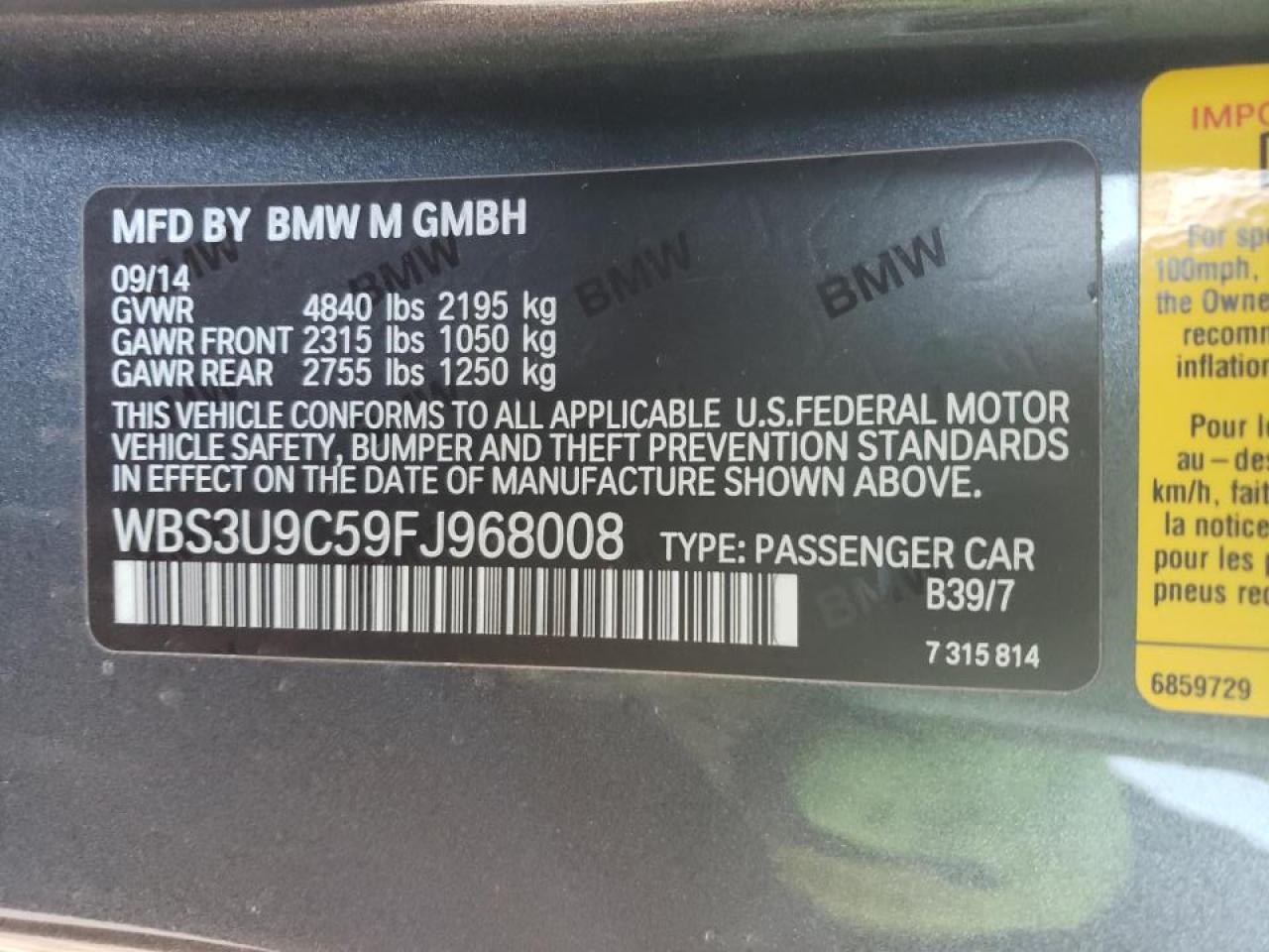 Photo 10 from auction – 2015 BMW M4 with VIN WBS3U9C59FJ968008