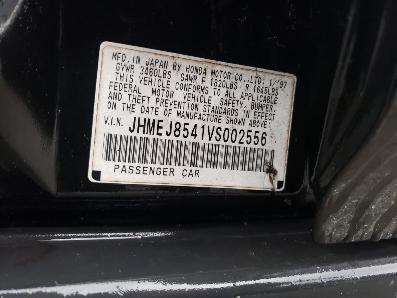 Photo 10 from auction – 1997 HONDA CIVIC EX with VIN JHMEJ8541VS002556