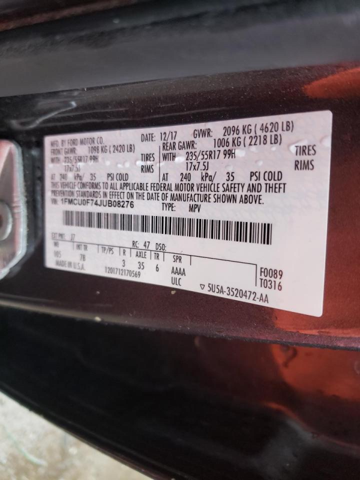 Photo 10 from auction – 2018 FORD ESCAPE S with VIN 1FMCU0F74JUB08276