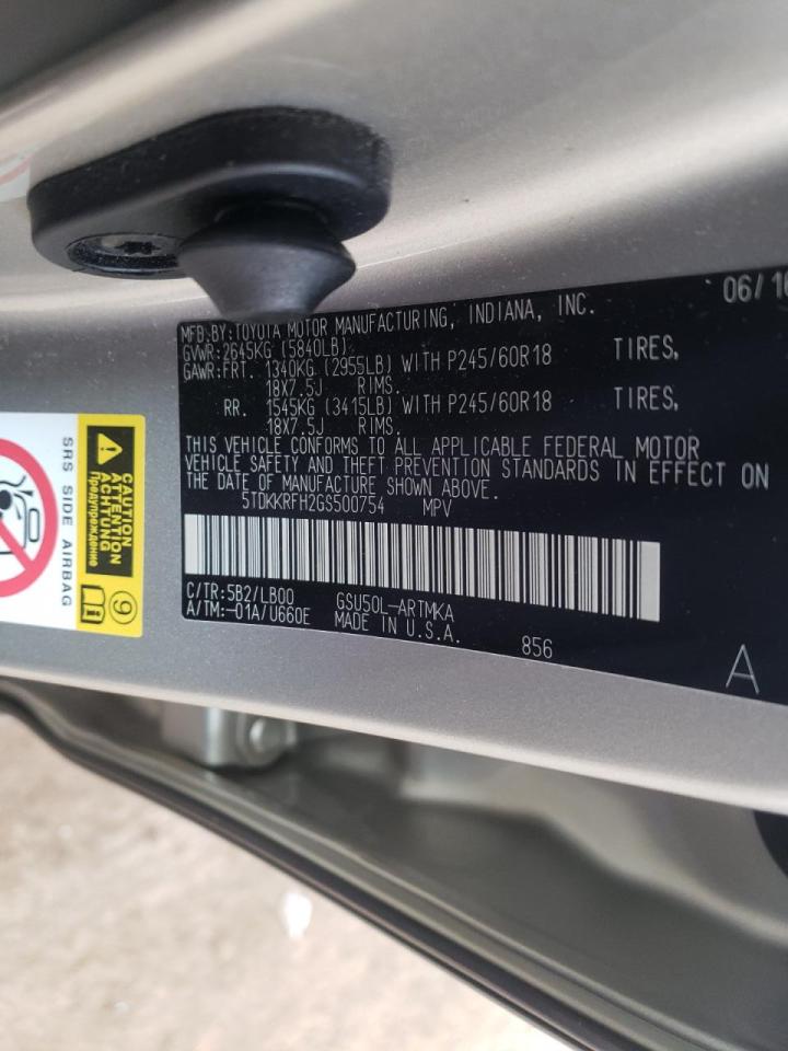 Photo 10 from auction – 2016 TOYOTA HIGHLANDER with VIN 5TDKKRFH2GS500754