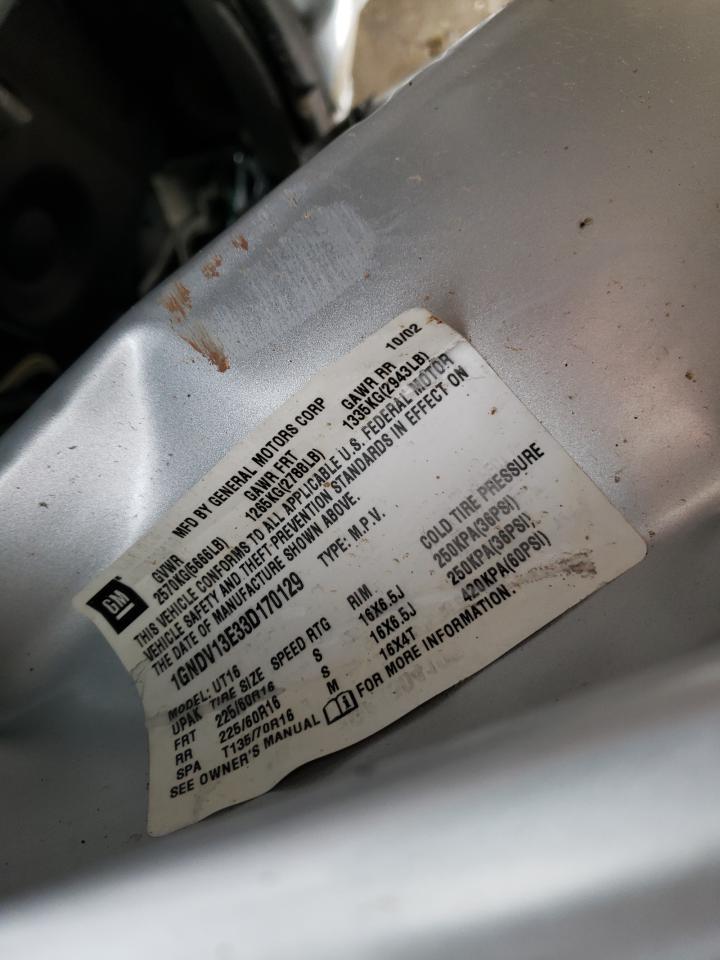 Foto 10 de la subasta – 2003 CHEVROLET VENTURE con VIN 1GNDV13E33D170129