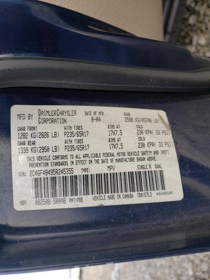 Photo 10 from auction – 2005 CHRYSLER PACIFICA with VIN 2C4GF48495R245355