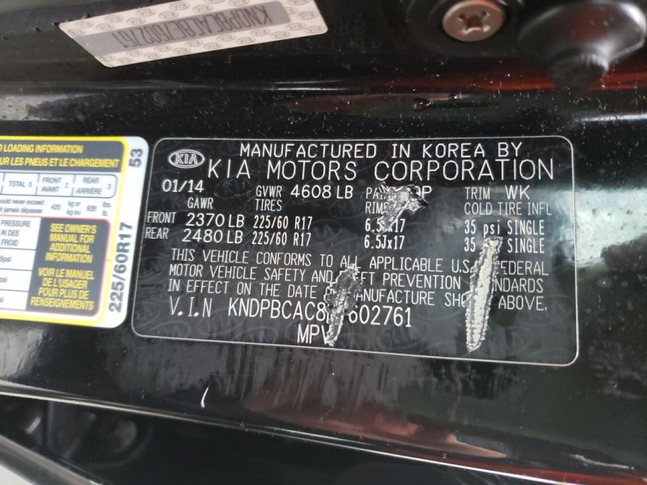 Photo 10 from auction – 2014 KIA SPORTAGE L with VIN KNDPBCAC8E7602761