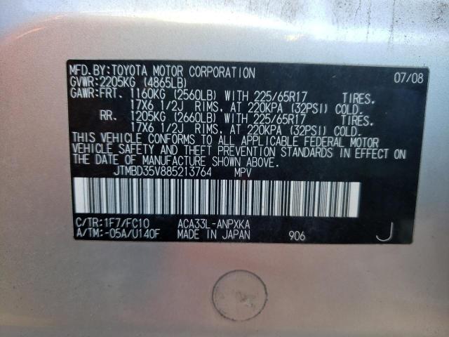 Photo 10 from auction – 2008 TOYOTA RAV4 with VIN JTMBD35V885213764
