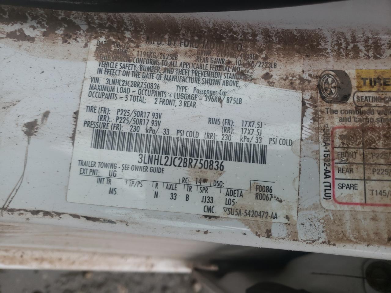 Photo 10 from auction – 2011 LINCOLN MKZ with VIN 3LNHL2JC2BR750836