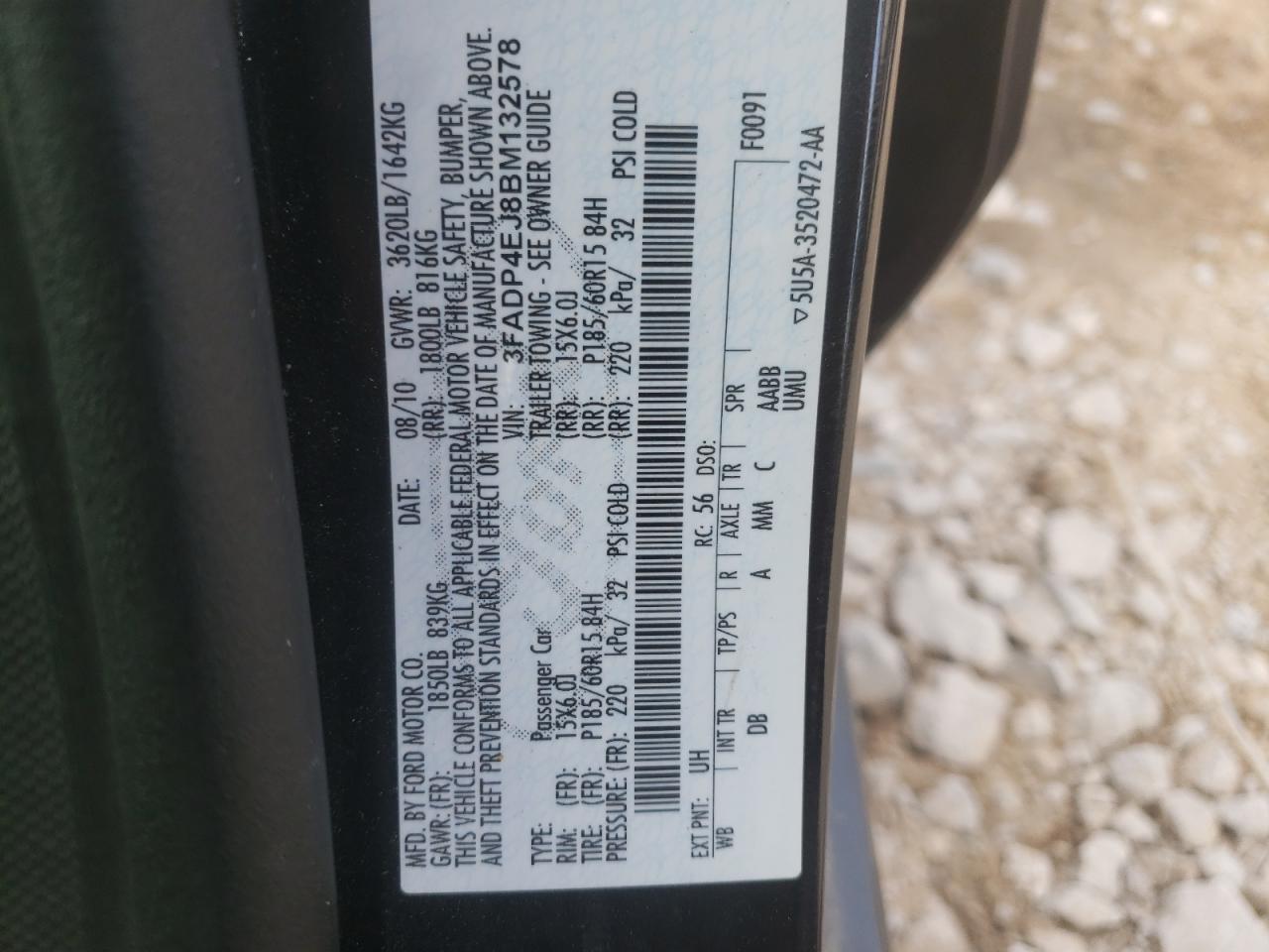 Photo 10 from auction – 2011 FORD FIESTA SE with VIN 3FADP4EJ8BM132578