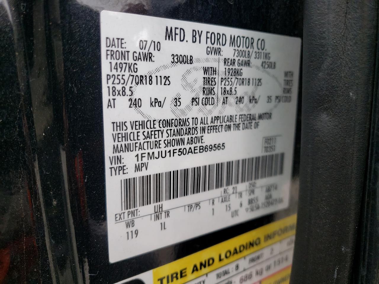 Zdjęcie 10 z aukcji – 2010 FORD EXPEDITION z VIN 1FMJU1F50AEB69565